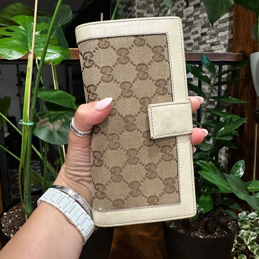 Gucci Beige Monogram Canvas Continental Wallet with Cream Trim with Box - Picture 8 of 10